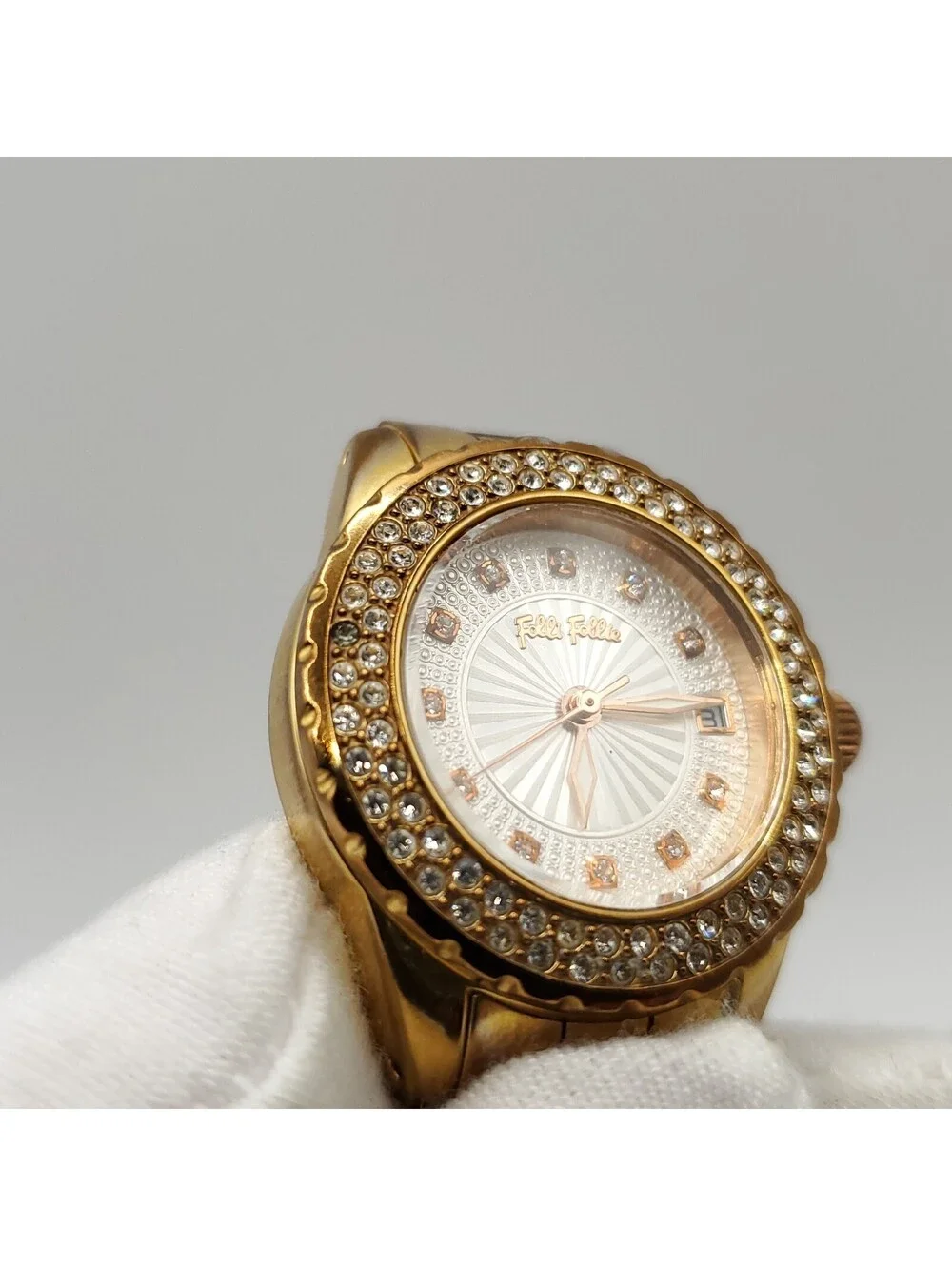 Folli Follie Quartz 29mm Date Dial Rose Gold Tone Womens Watch New Battery
